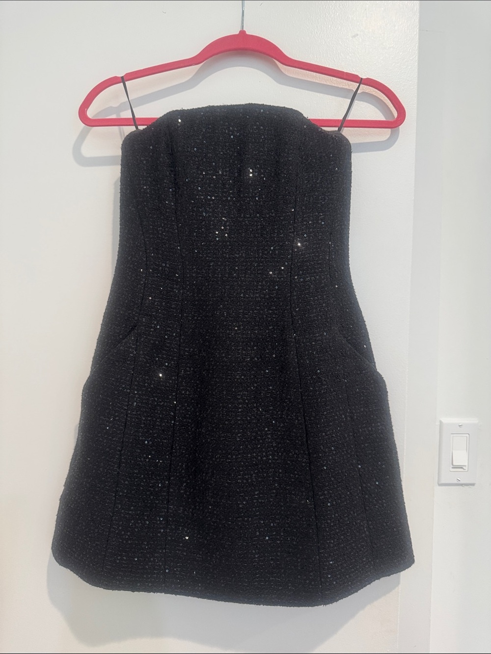 Bardot Black Strapless Sequin Mini Dress